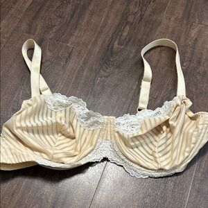 Chic Cream Striped Lace Bra